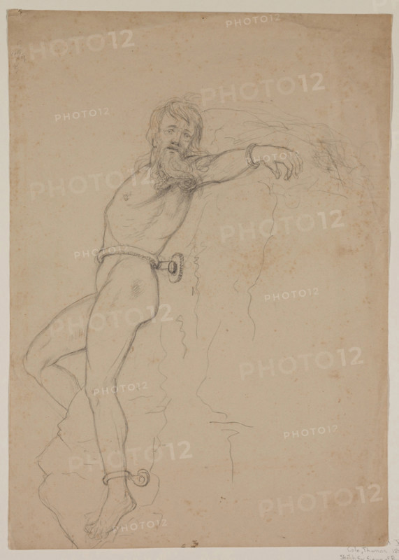 Figure Study for Prometheus, 1846 or 1847. Creator: Thomas Cole.