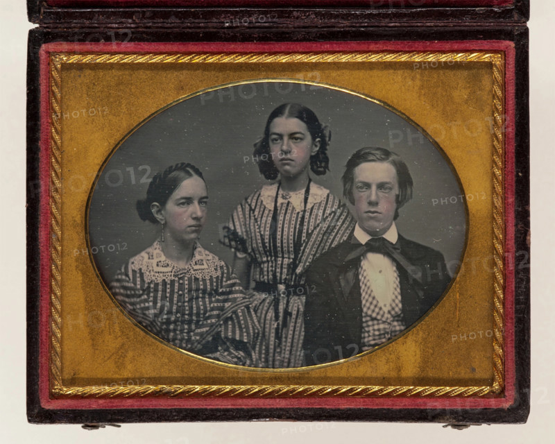Group Portrait with Three Figures, between 1850 and 1860. Creator: Unknown.