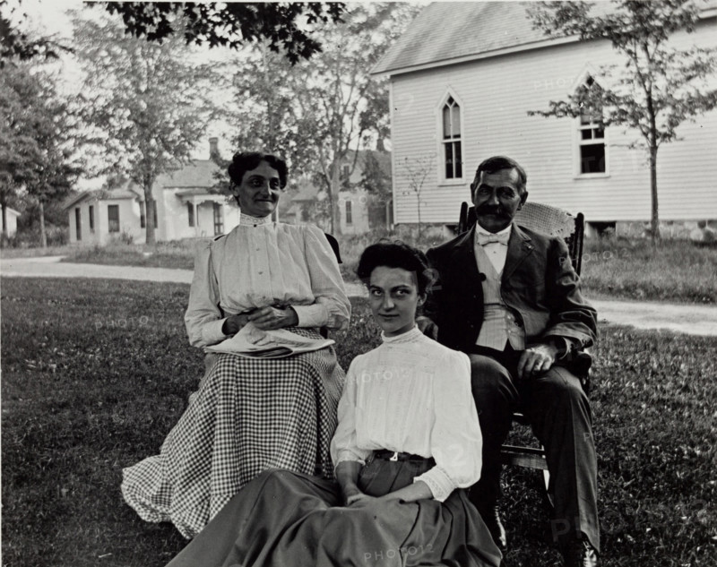 Untitled (Portrait, Two Women and Man), c1900, printed 1980. Creator: Unknown.