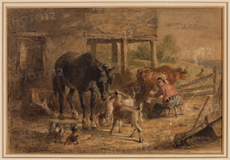 Farmyard, between 1842 and 1888. Creator: Felix Octavius Carr Darley.
