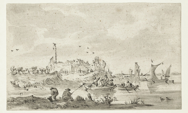 Fishermen near the Shore, between 1750 and 1800. Creator: Unknown Dutch; After Jan van Goyen.