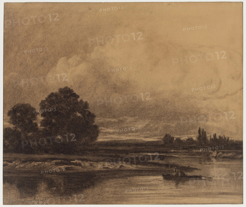 Boat on the River, 19th century. Creator: Charles Francois Daubigny.