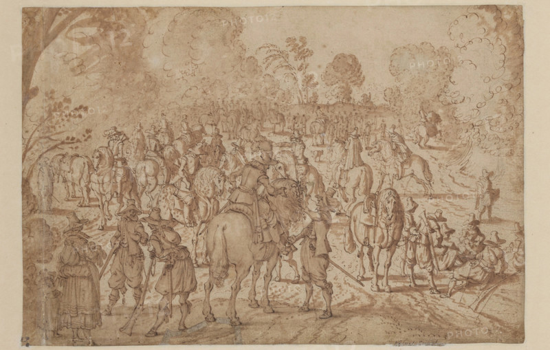 Soldiers Resting, between late 16th and early 17th century. Creator: Unknown Flemish; After Sebastian Vrancx  Flemish, 1573-1647.