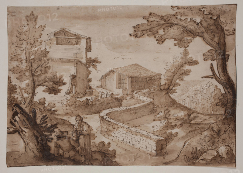 Landscape with Barn and Stable, c.between 1614 and 1616. Creator: Remigio Cantagallina.