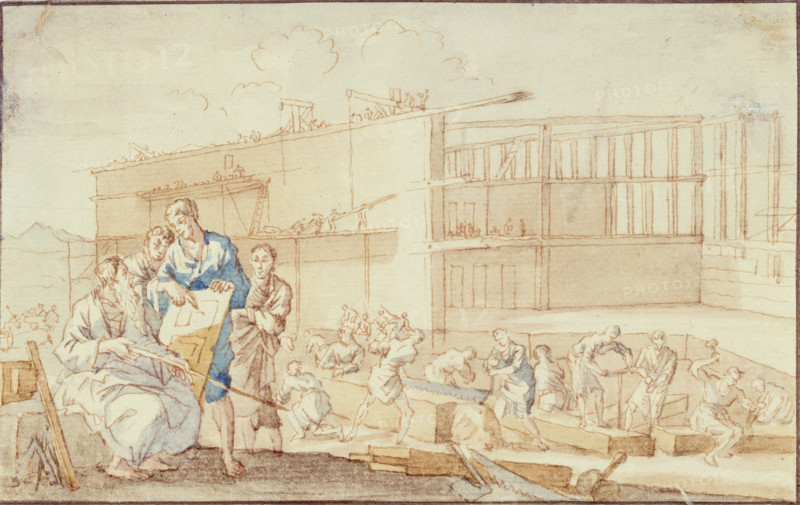 Ptolemy Supervising the Construction of a Building in Alexandria, between 1649 and 1712. Creator: Jan Luyken.
