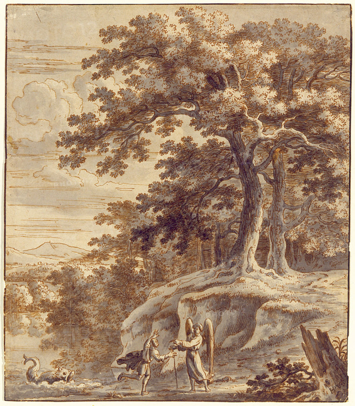 Tobias and the Angel Encountering the Fish, mid-17th century. Creator: Jacques Rousseau.