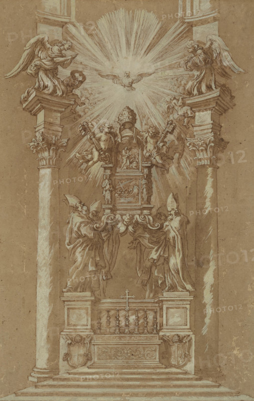 Study for St. Peter's 'Cattedra', 1658. Creator: Workshop of Gian Lorenzo Bernini (1598-1680).