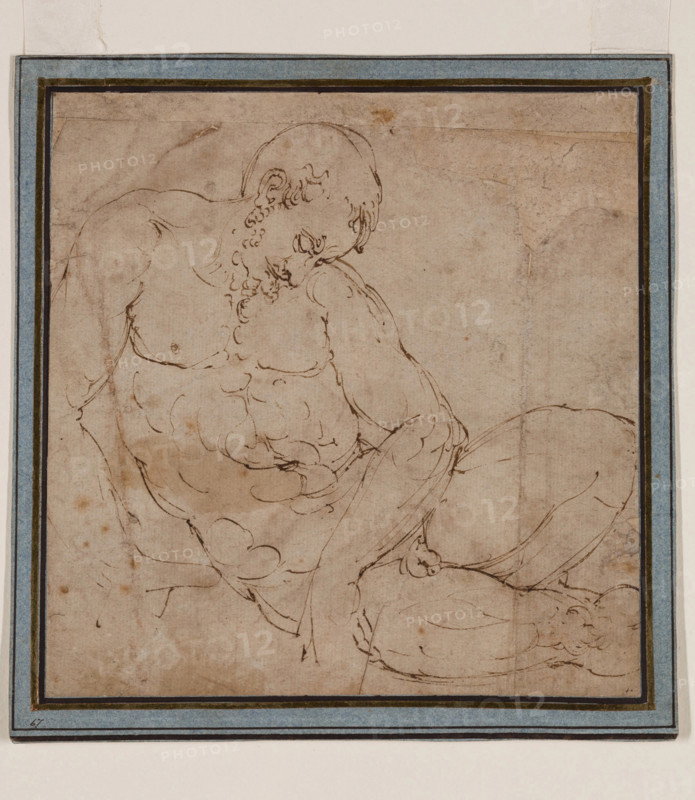 Nude Man Asleep, between 1540 and 1549. Creator: Luca Cambiaso.