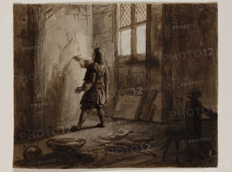 N. Poussin in his Studio, 19th century. Creator: Pierre Nolasque Bergeret.
