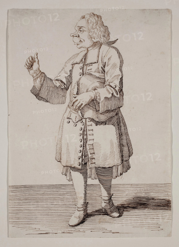A Caricature of a Man Holding His Hat Under His Left Arm, between 1674 and 1755. Creator: Pier Leone Ghezzi.