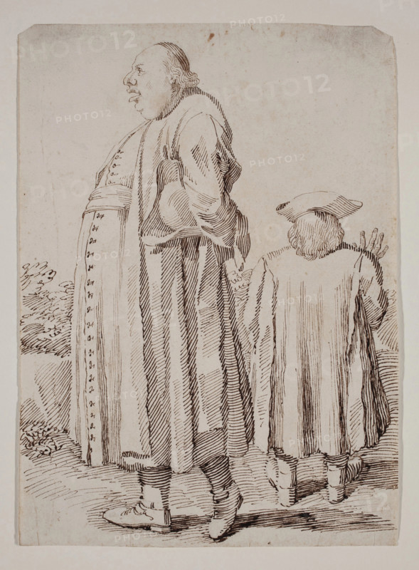 A Priest Walking and a Man Seen From the Back, between 1674 and 1755. Creator: Pier Leone Ghezzi.