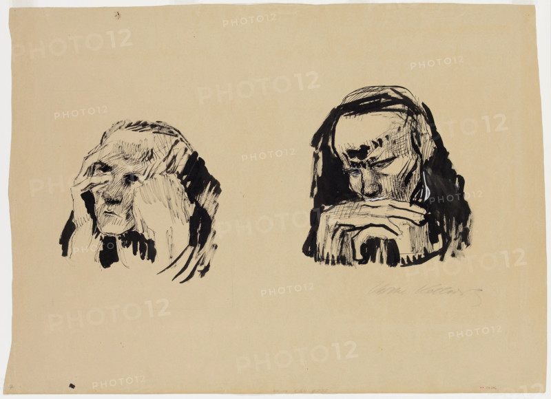 Two Studies for the Head of a Man, c1921. Creator: Kathe Kollwitz.