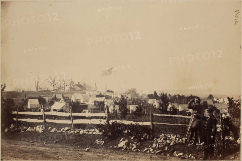Camp of the 55th Infantry, Fort Gaines, near Tenallytown, c1865. Creator: Mathew Brady.