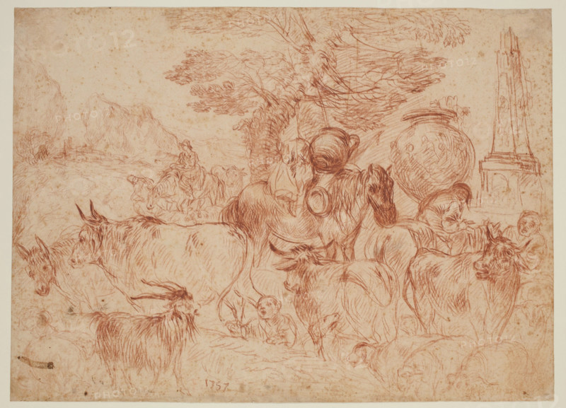 Pastoral Scene with Cows, Other Animals and Travelers, between 1615 and 1638. Creator: Jan Roos.