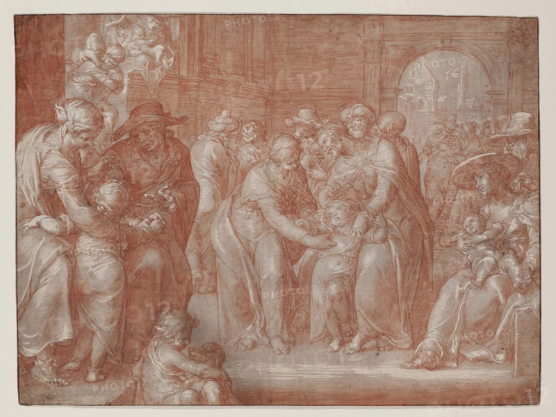 Suffer the Little Children to Come Unto Me, c1621. Creator: Joachim Anthonisz Wtewael.