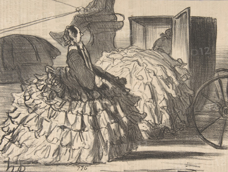 Des dames d'un demi-monde, mais n'ayant pas de demi-jupes, 1855. Creator: Honore Daumier.
