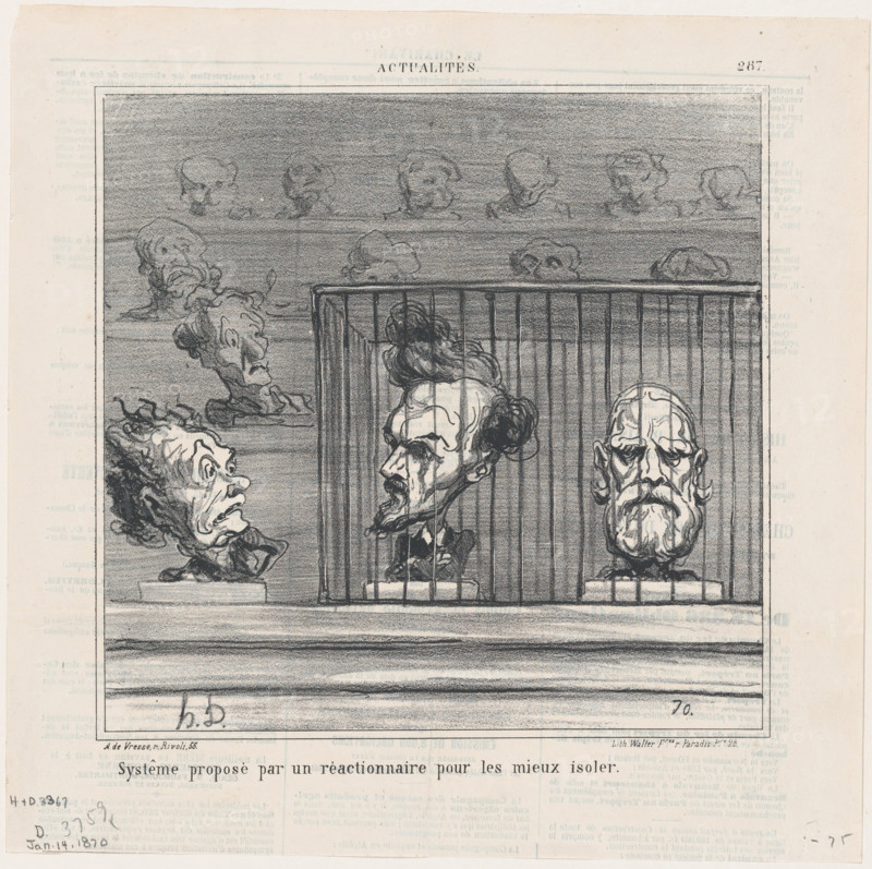 Systême propose par un réactionnaire pour les mieux isoler, 1870. Creator: Honore Daumier.