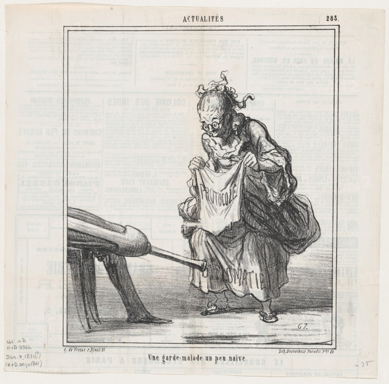 Une garde-malade un peu naïve, 1868.  Creator: Honore Daumier.