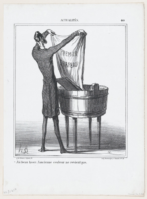 J'ai beau laver; l'ancienne couleur ne revient pas, 1869.  Creator: Honore Daumier.