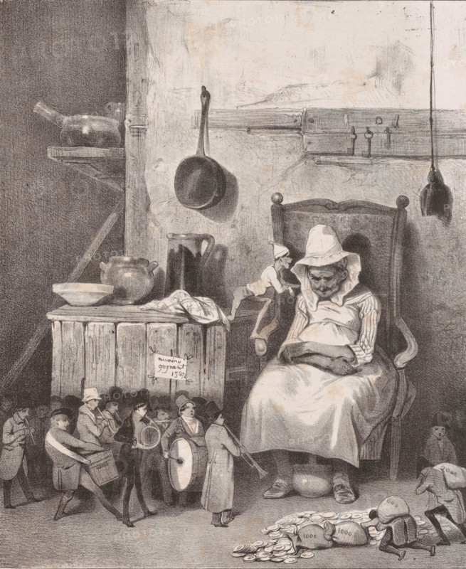 Mon défunt me donne des numéros.., 1833. Creator: Honore Daumier.