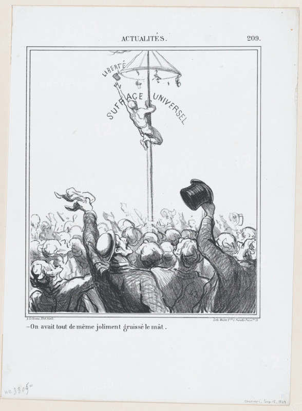 On avait tout de même joliment graissé le mât, 1869. Creator: Honore Daumier.