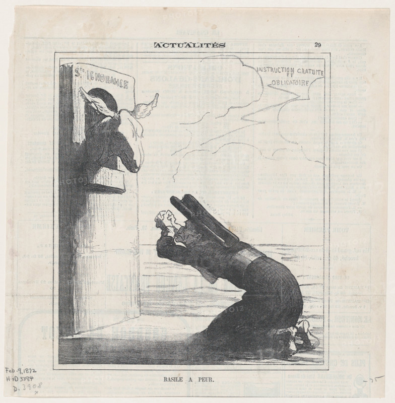 Basile a peur, 1872.  Creator: Honore Daumier.