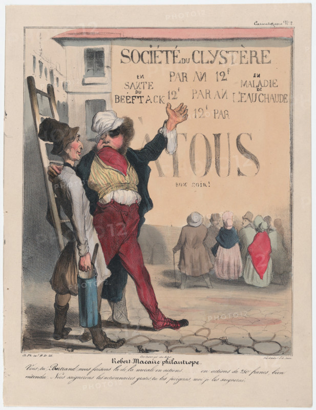 Plate 2: Robert Macaire philanthrope, 1838. Creator: Honore Daumier.