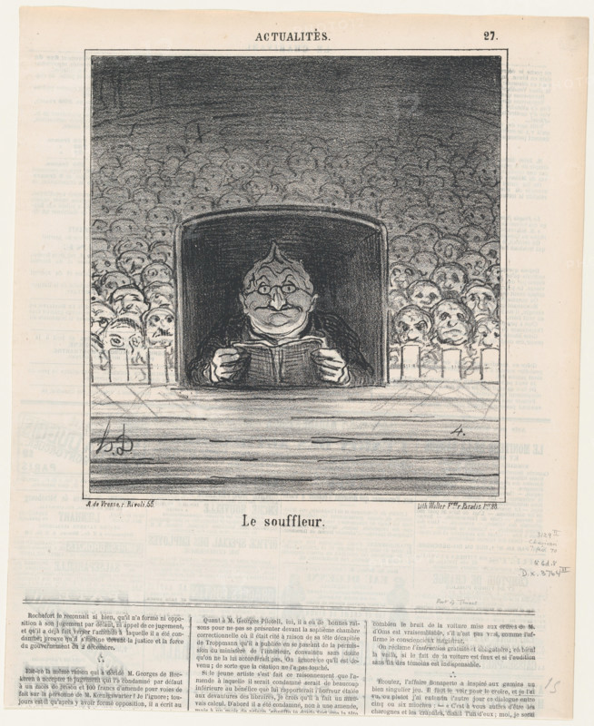 Le souffleur, 1870. Creator: Honore Daumier.