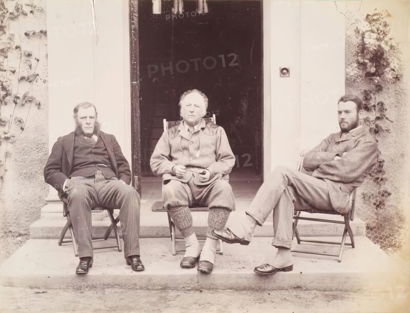 Rupert Potter, John Everett Millais and an Unidentified Man at Dalguise, from an album...Millais. Creator: Unknown.