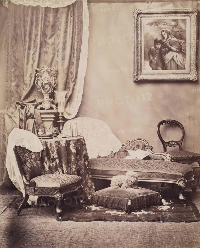 Photographic Studio Set or Drawing Room, from an album compiled by Sir John Everett Millais. Creator: Unknown.