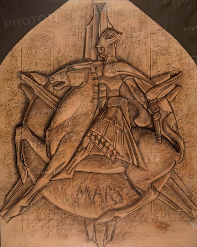 Cartoon For The "Mars" Window In The Scottish National War Memorial, Edinburgh, 1926. Creator: Douglas Strachan.