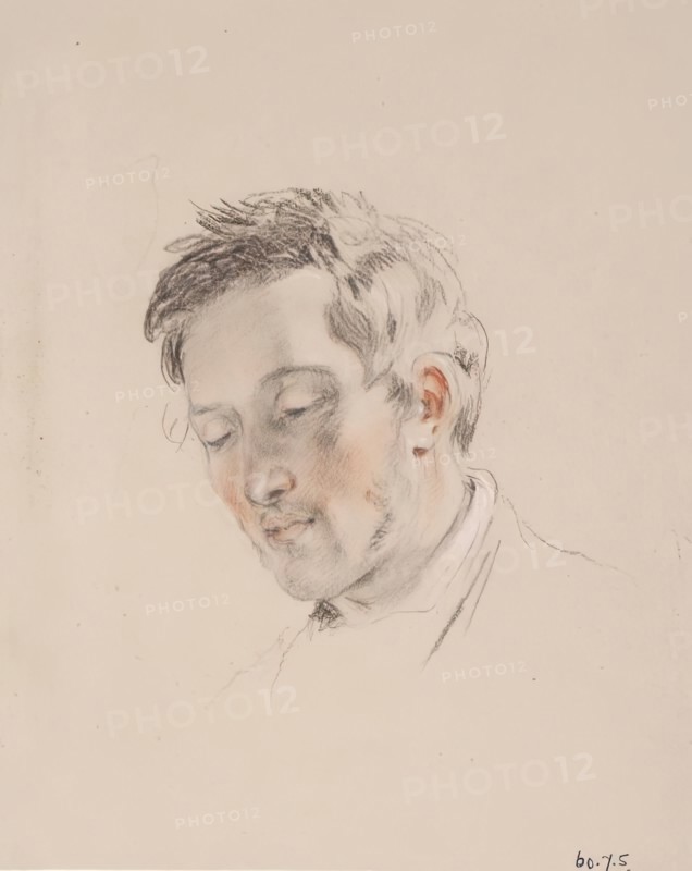 Head of a Man Looking Down - Study for The Shepherd's Grace, c1826. Creator: William Allan.