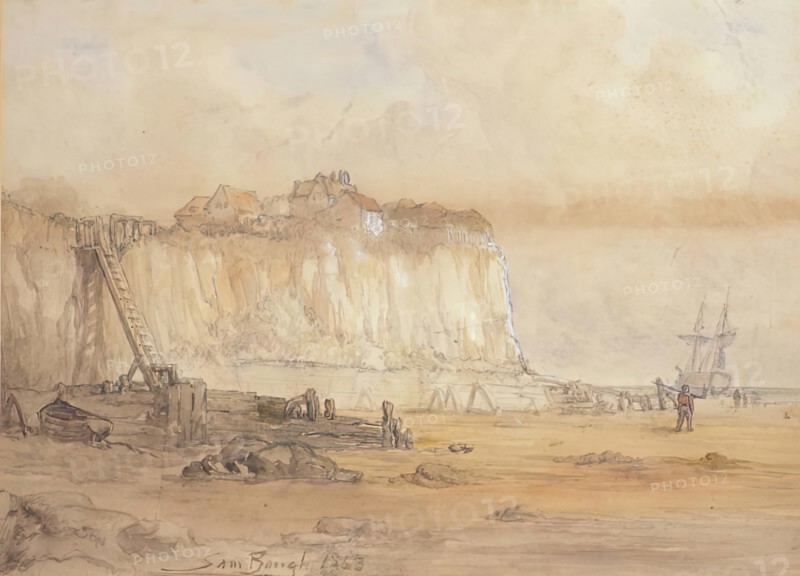 Landscape With Cliff, 1863. Creator: Samuel Bough.