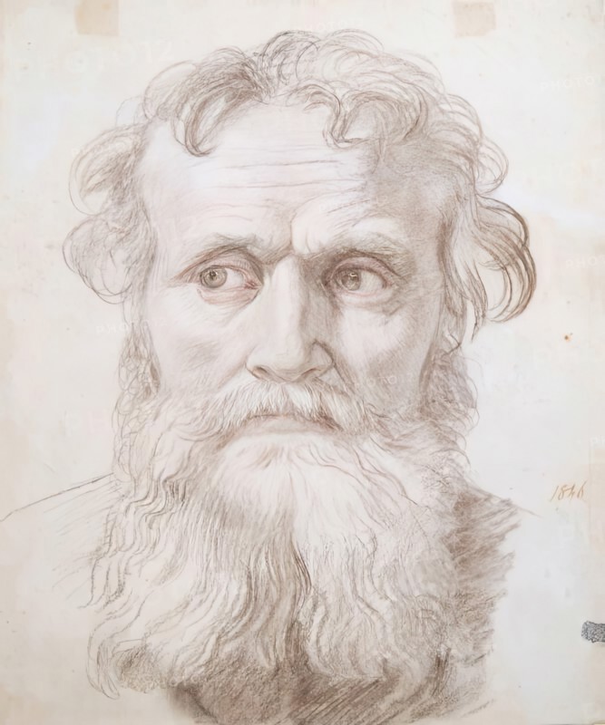 Study for the central figure for 'The Baptism of King Ethelbert', 1846. Creator: William Dyce.