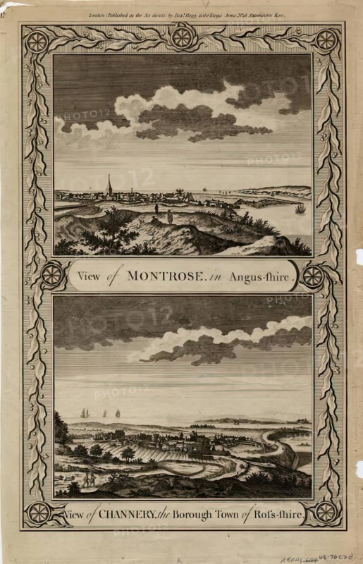 View of Montrose in Angus-shire and View of Channenry, the Borough Town of Ross-shire. Creator: Alexander Hogg.