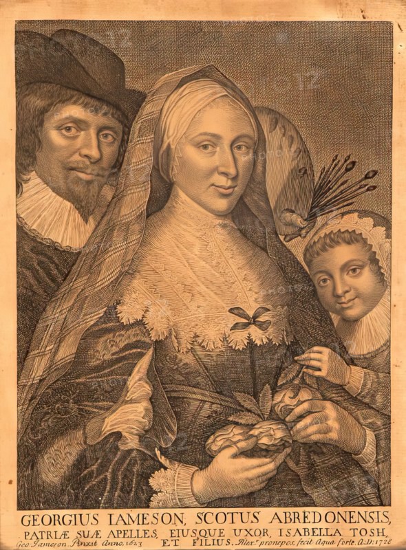 Portrait of George Jamesone with his wife Isabella Tosh and son Alexander, 1623. Creator: George Jamesone.