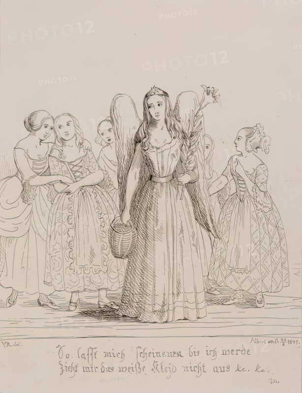 Mignon-from Wilhelm Meister by Goethe, 1841. Creators: Queen Victoria, Prince Albert.