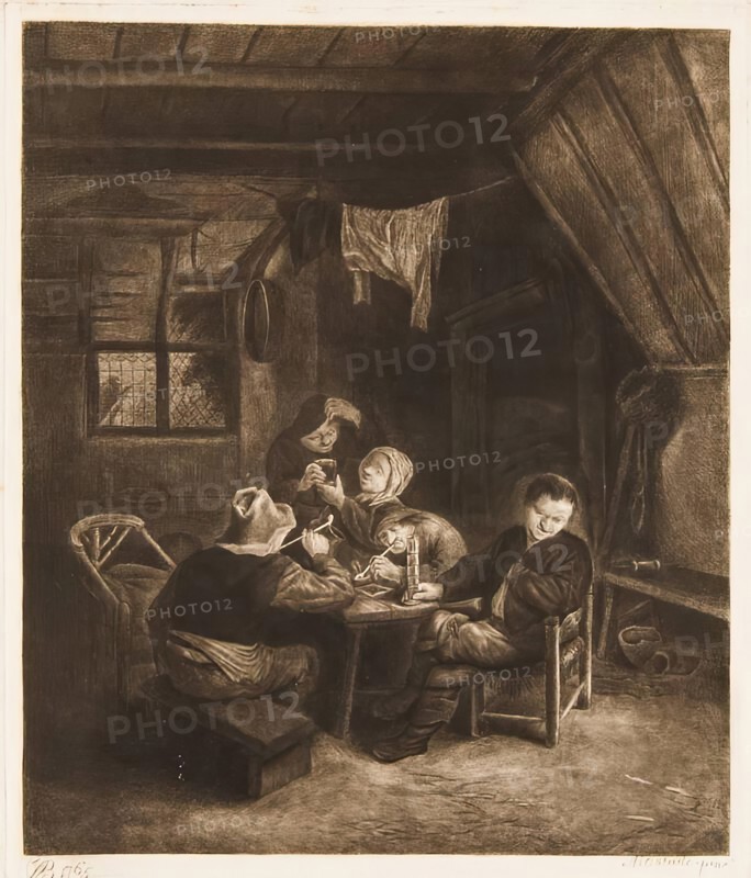 Dutch Interior with Peasants Drinking and Smoking, (c1640s), 1765. Creator: William Baillie.