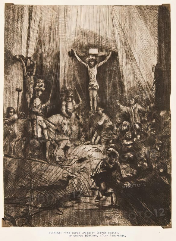 The Three Crosses (first plate), (c1653), c1769. Creator: George Bickham III.