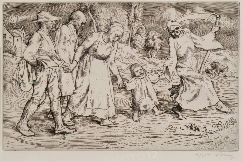 Death And The Ploughman's Wife - Frontispiece, 1888. Creator: William Strang.