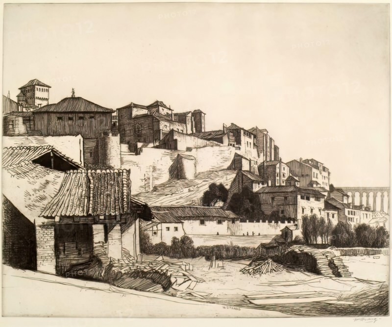Old Walls And Roman Viaduct, Segovia, c1913. Creator: William Strang.
