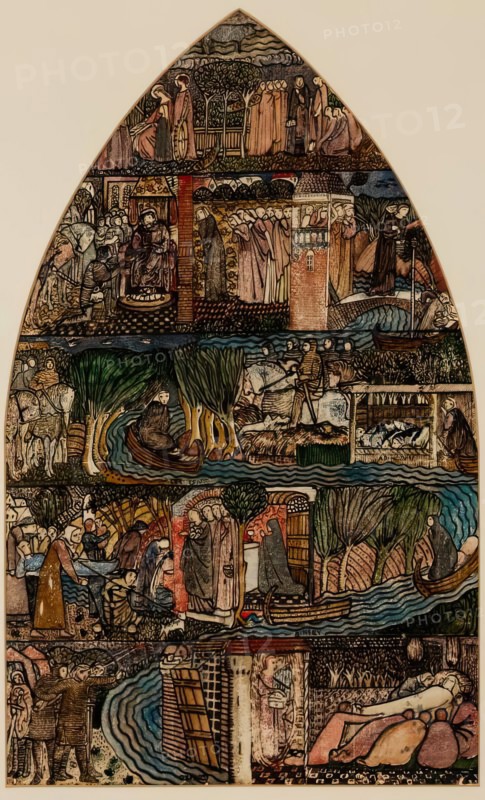 St Frideswide - Design for Stained Glass Window, Christchurch Oxford, 1859. Creator: Sir Edward Coley Burne-Jones.