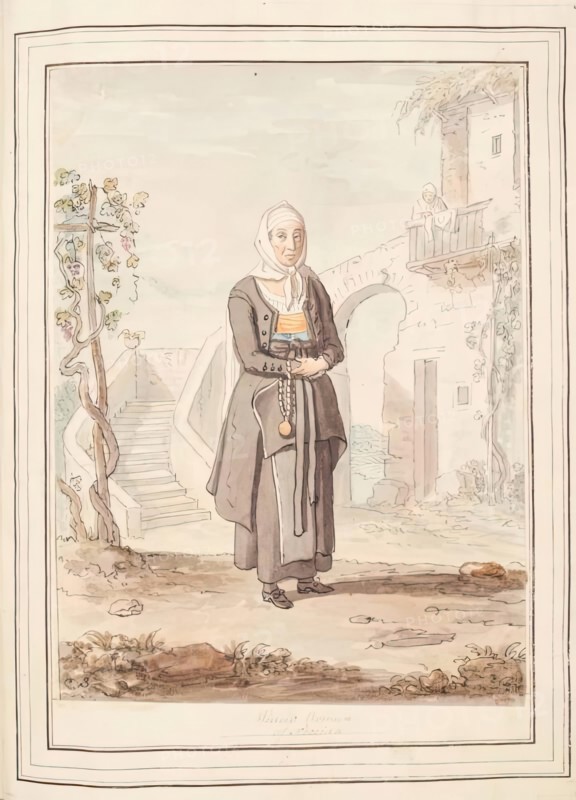 A Widow Woman of Procida, leaf from 'A Collection of Dresses by David Allan Mostly from Nature',1776 Creator: David Allan.
