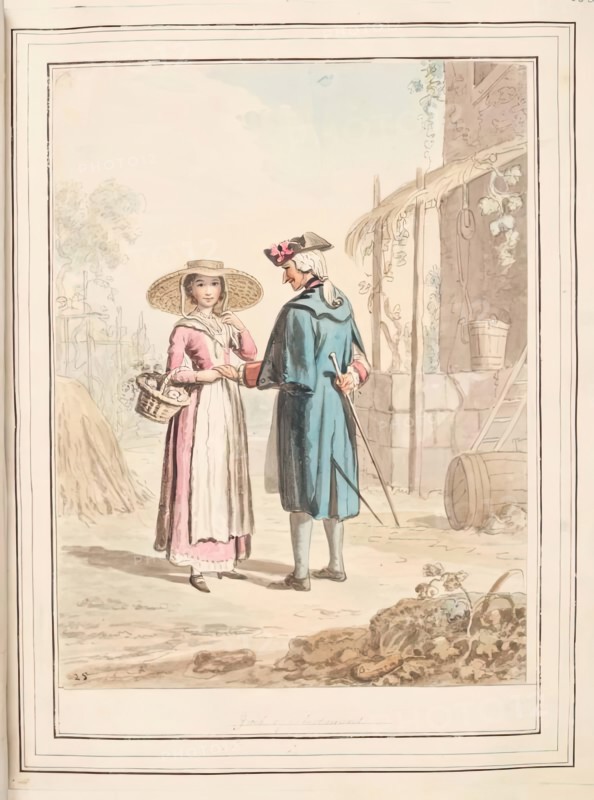 Girl of Piedmont, leaf from 'A Collection of Dresses by David Allan Mostly from Nature', 1776. Creator: David Allan.