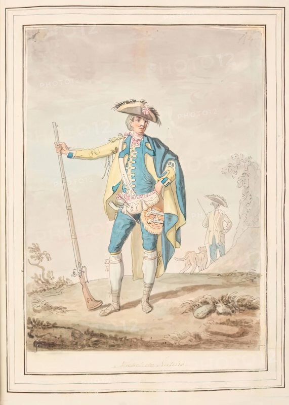 Nicholetto Naples, leaf from 'A Collection of Dresses by David Allan Mostly from Nature', 1776. Creator: David Allan.