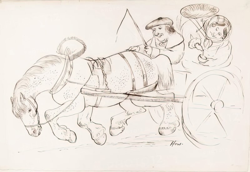 A Couple Riding on A Horse-Drawn Carriage, 1825-1839. Creator: James Howe.
