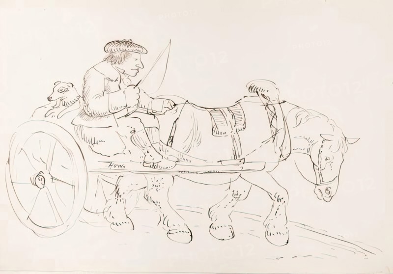 A Man Driving His Horse-Drawn Cart, 1825-1839. Creator: James Howe.