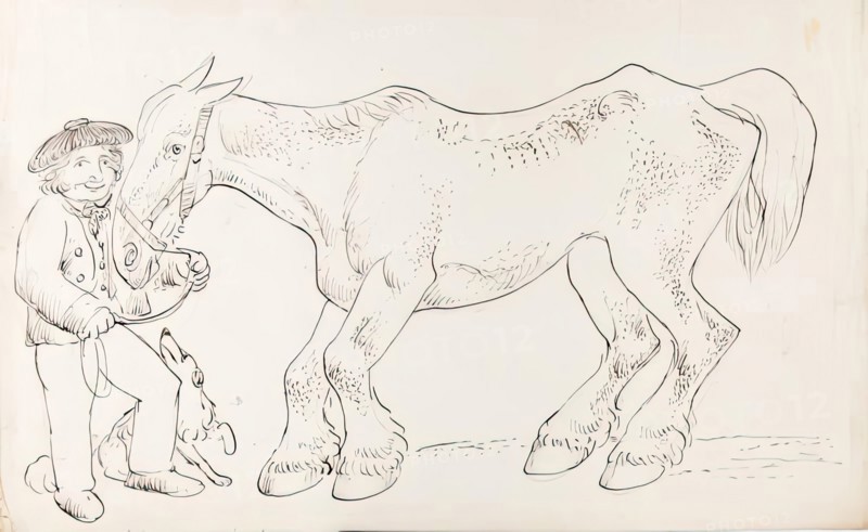 A Groom With His Dog and Horse, 1825-1839. Creator: James Howe.