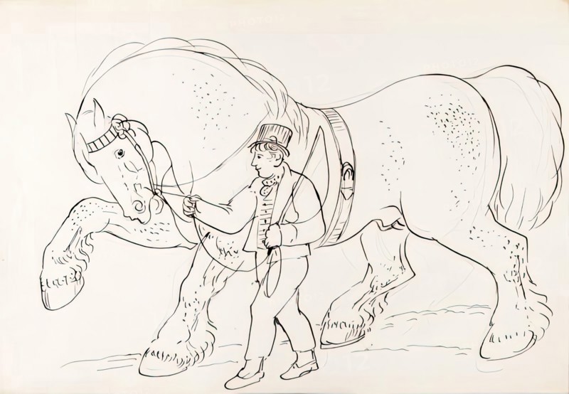 A Groom With His Horse, 1825-1839. Creator: James Howe.