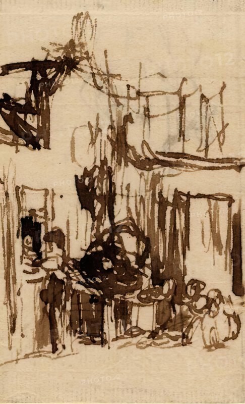 Figures by a House, c1810s. Creator: David Wilkie.